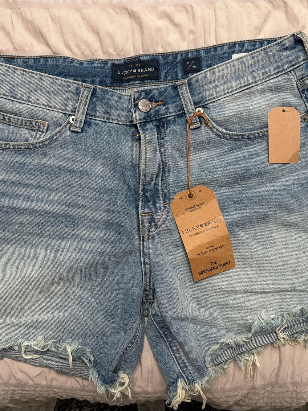 Lucky Brand Light Blue Distressed Boyfriend Denim Shorts